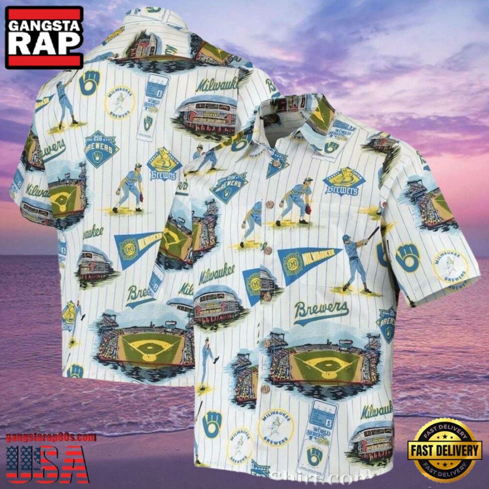 MLB Milwaukee Brewers Tropical Aloha Hawaiian Shirt With Stadium Design.jpg 1Group