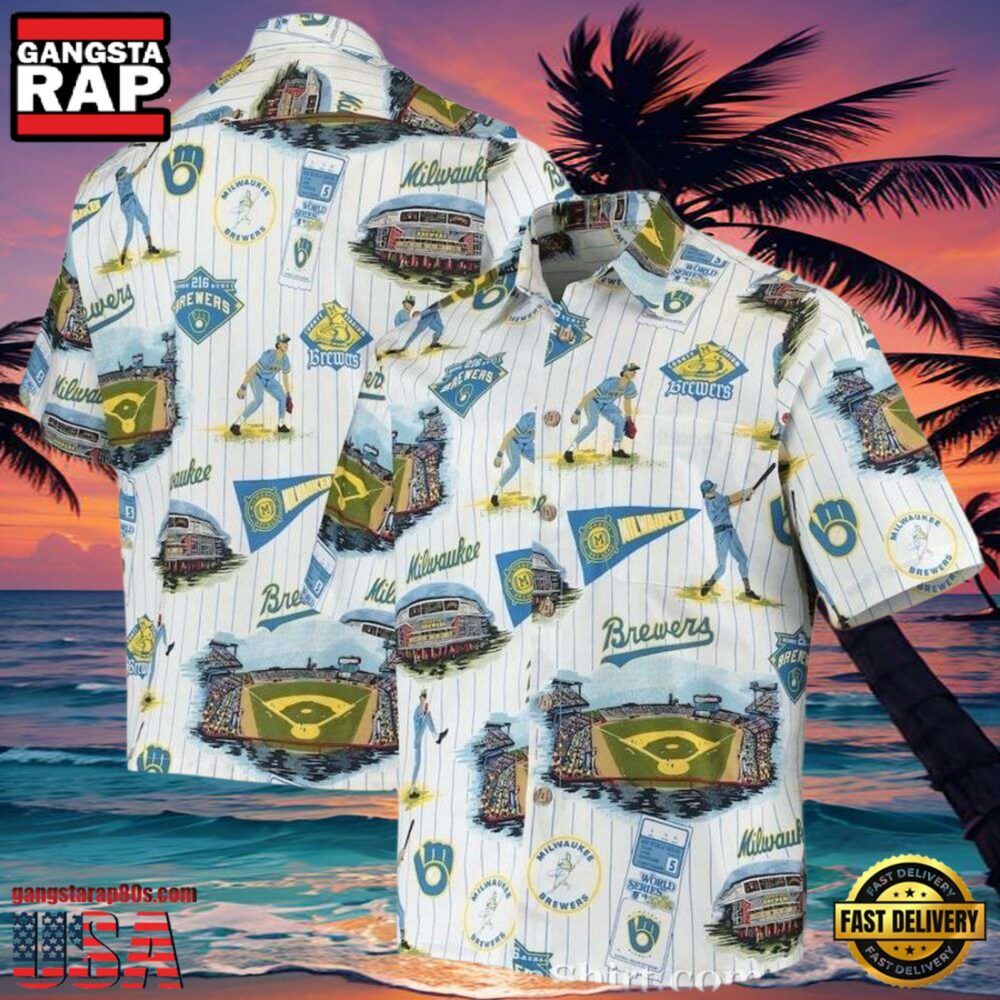 MLB Milwaukee Brewers Tropical Aloha Hawaiian Shirt With Stadium Design.jpg 1Group