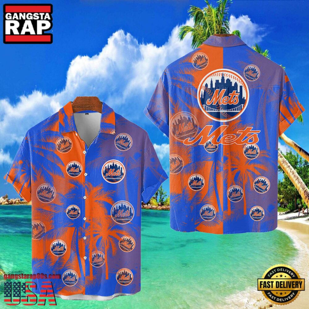 MLB New York Mets Tropical Palm Trees Aloha Hawaiian Shirt MLB New York Mets Tropical Palm Trees Aloha Hawaiian Shirt
