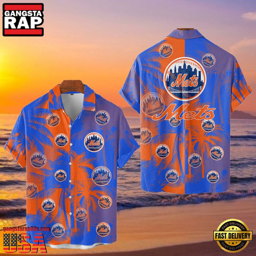 MLB New York Mets Tropical Palm Trees Aloha Hawaiian Shirt MLB New York Mets Tropical Palm Trees Aloha Hawaiian Shirt