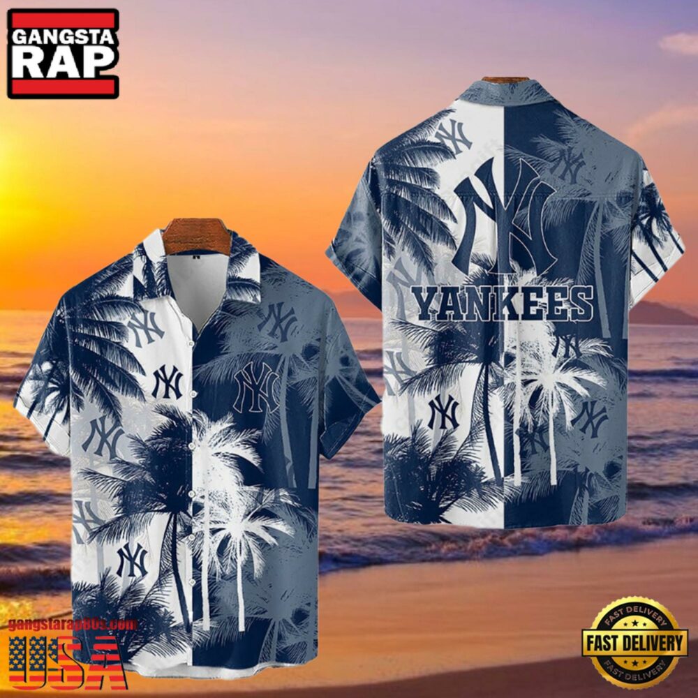 MLB New York Yankees Tropical Palm Trees Hot Summer Hawaiian Shirt MLB New York Yankees Tropical Palm Trees Hot Summer Hawaiian Shirt