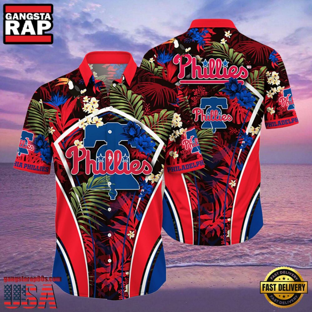 MLB Philadelphia Phillies Flower Tropical Style Hot Trending Hawaiian Button Down Shirt