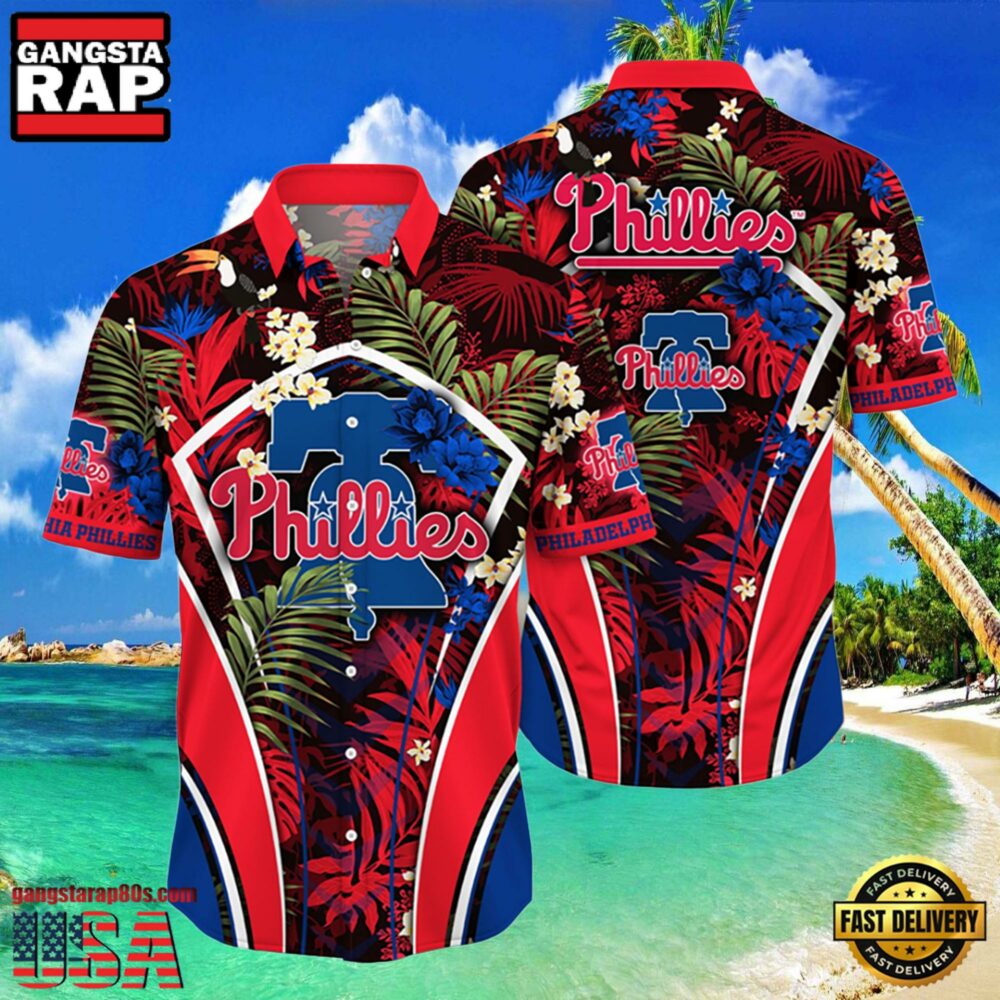 MLB Philadelphia Phillies Flower Tropical Style Hot Trending Hawaiian Button Down Shirt