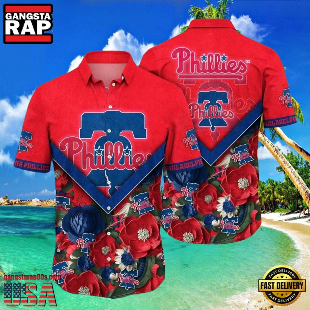 MLB Philadelphia Phillies Nautical Charm Red Floral Aloha Hawaiian Shirt MLB Philadelphia Phillies Nautical Charm Red Floral Aloha Hawaiian Shirt