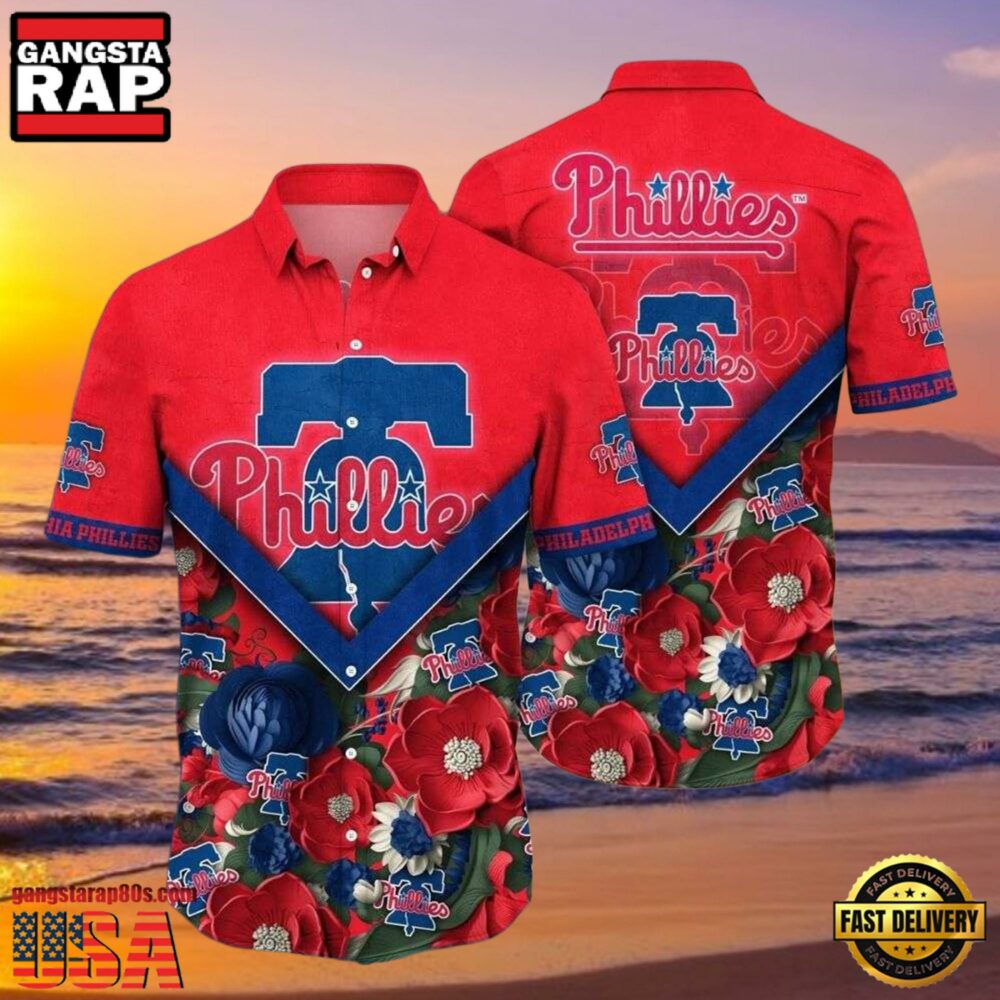 MLB Philadelphia Phillies Nautical Charm Red Floral Aloha Hawaiian Shirt MLB Philadelphia Phillies Nautical Charm Red Floral Aloha Hawaiian Shirt