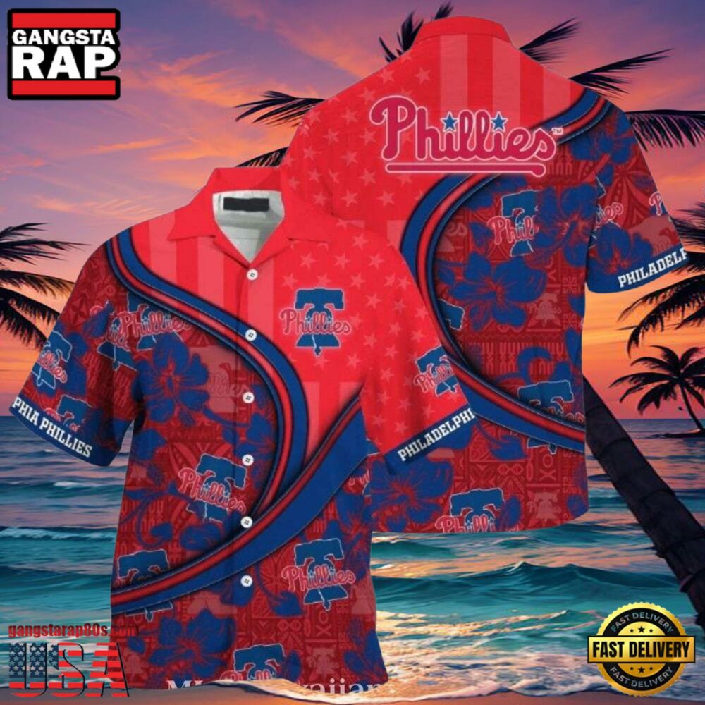 MLB Philadelphia Phillies Red Pinstripe Fanfare Tropical Aloha Hawaiian Shirt.jpg 1Group
