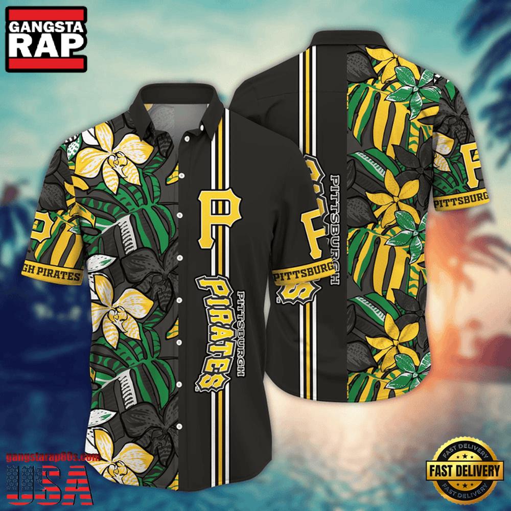 MLB Pittsburgh Pirates Tropical Jungle Stripe Aloha Hawaiian Shirt MLB Pittsburgh Pirates Tropical Jungle Stripe Aloha Hawaiian Shirt