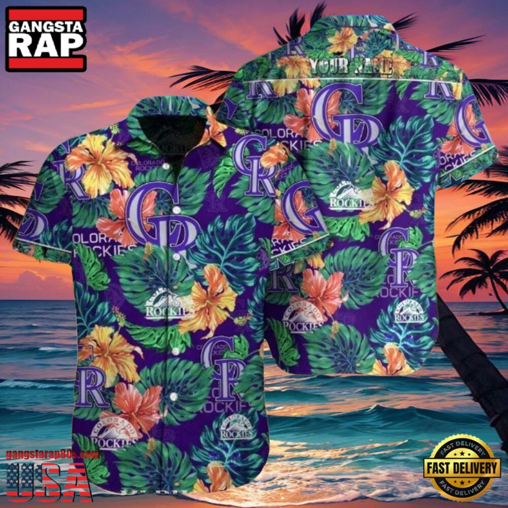 MLB Rockies Blue Polynesian Pattern Hot Summer Aloha Shirt