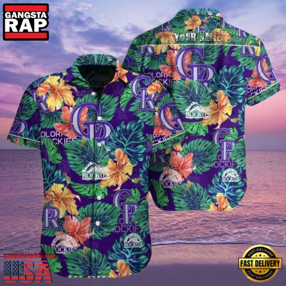 MLB Rockies Blue Polynesian Pattern Hot Summer Aloha Shirt