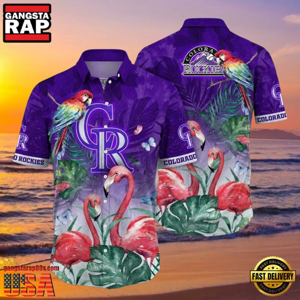 MLB Rockies Fauna And Flora Colorado Tropical Birds Hot Summer Aloha Shirt MLB Rockies Fauna And Flora Colorado Tropical Birds Hot Summer Aloha Shirt