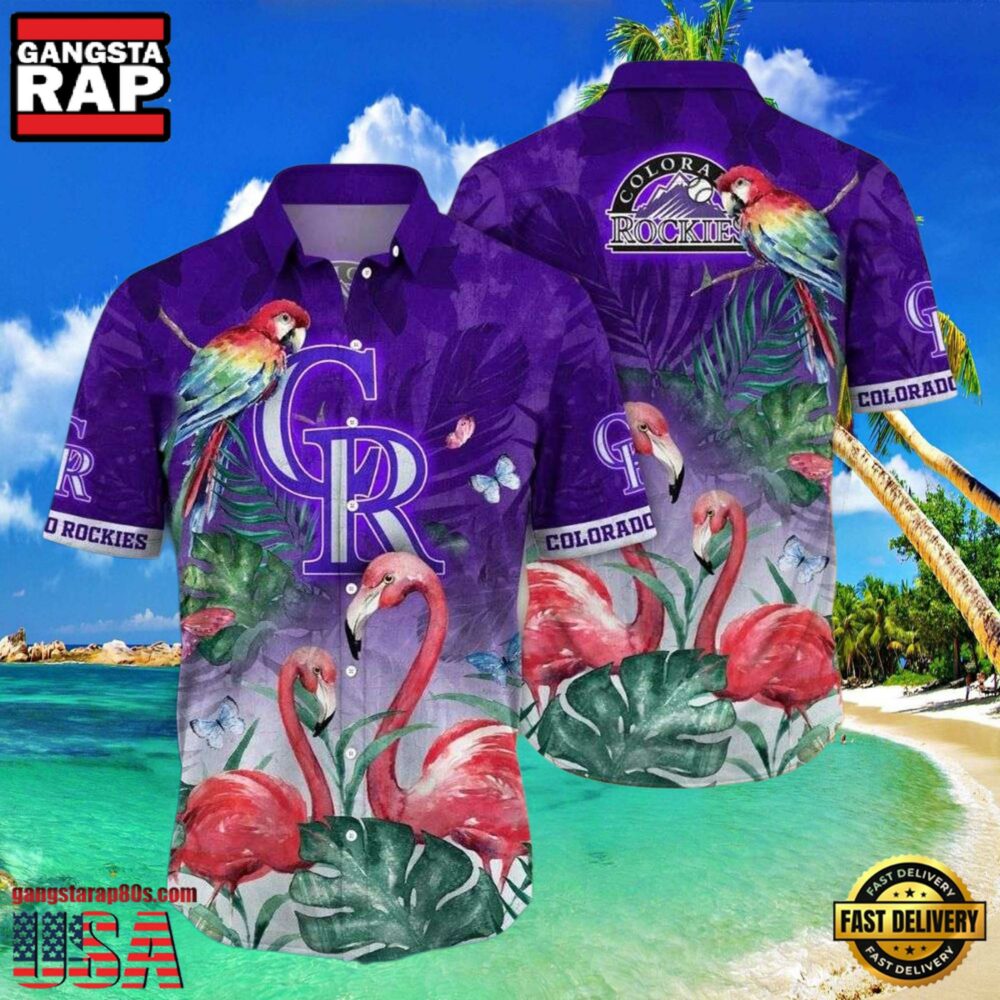 MLB Rockies Fauna And Flora Colorado Tropical Birds Hot Summer Aloha Shirt MLB Rockies Fauna And Flora Colorado Tropical Birds Hot Summer Aloha Shirt