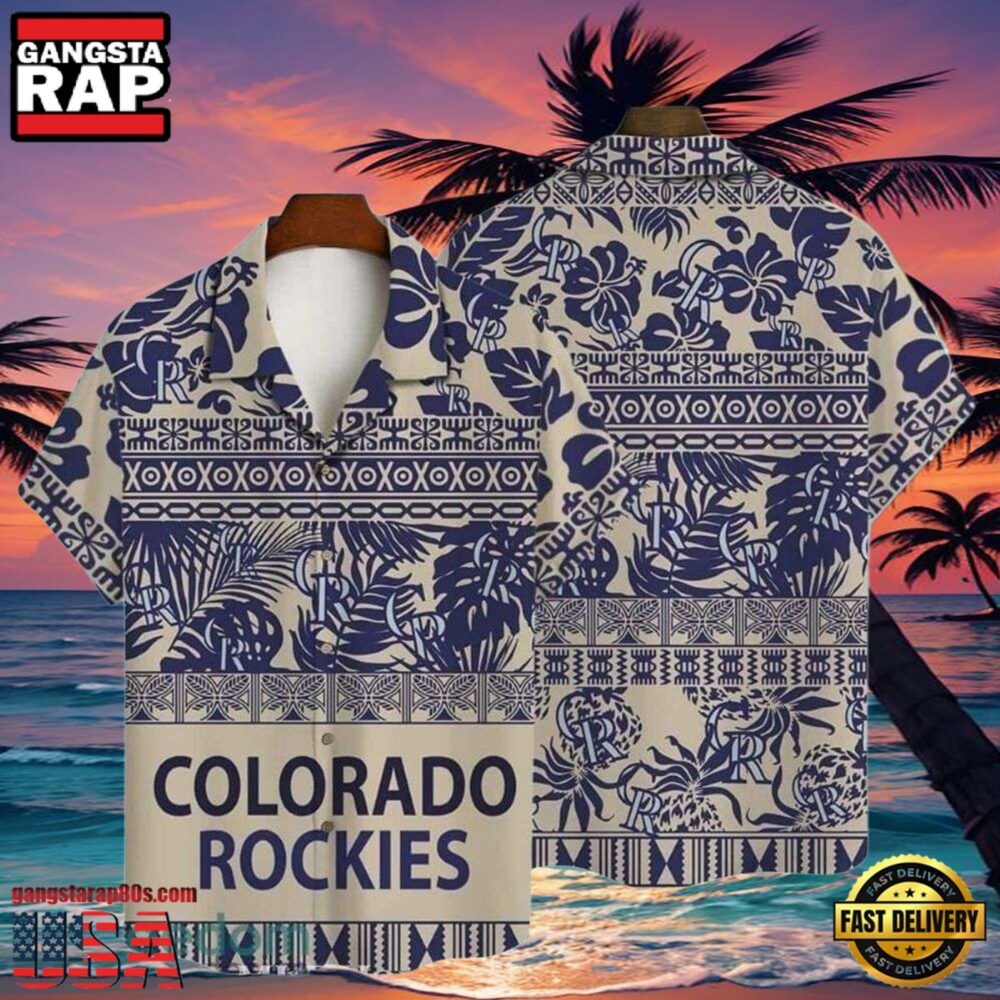MLB Rockies Navy Tribal Diamond Tropical Hot Summer Hawaiian Shirt