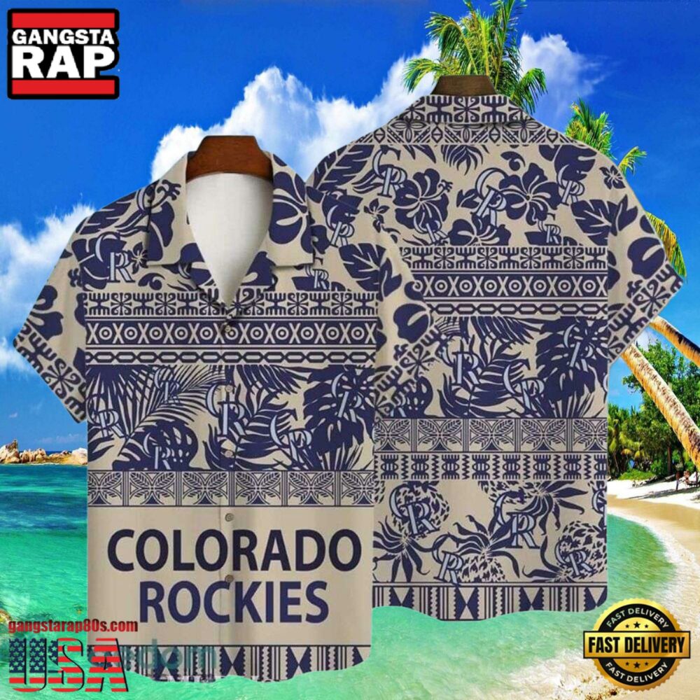 MLB Rockies Navy Tribal Diamond Tropical Hot Summer Hawaiian Shirt MLB Rockies Navy Tribal Diamond Tropical Hot Summer Hawaiian Shirt