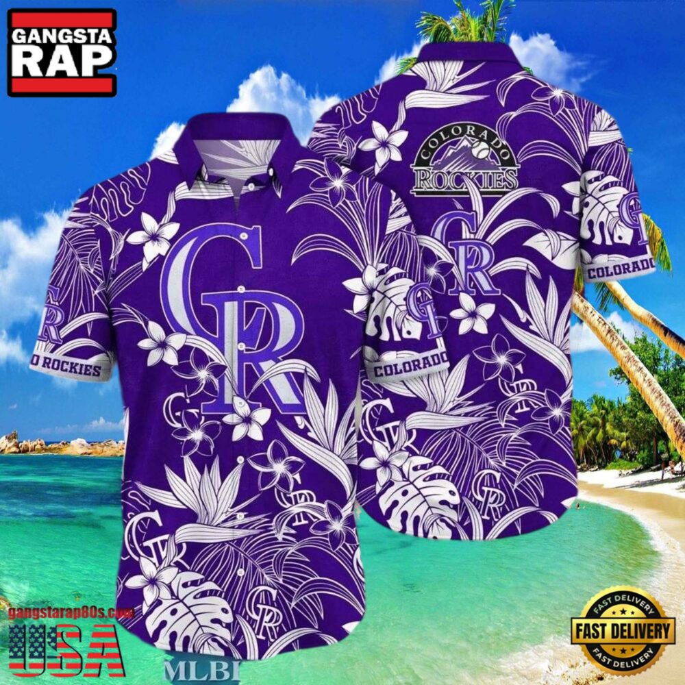 MLB Rockies Purple Floral Elegance Hot Summer Aloha Shirt MLB Rockies Purple Floral Elegance Hot Summer Aloha Shirt