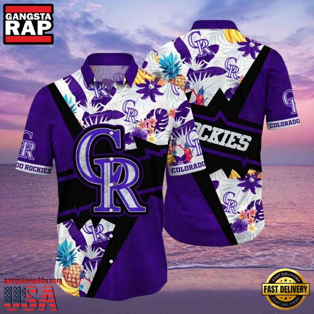 MLB Rockies Purple Passion Fruit And Floral Hot Summer Aloha Shirt