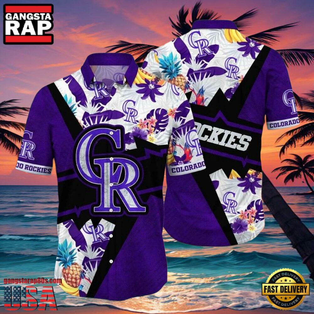 MLB Rockies Purple Passion Fruit And Floral Hot Summer Aloha Shirt