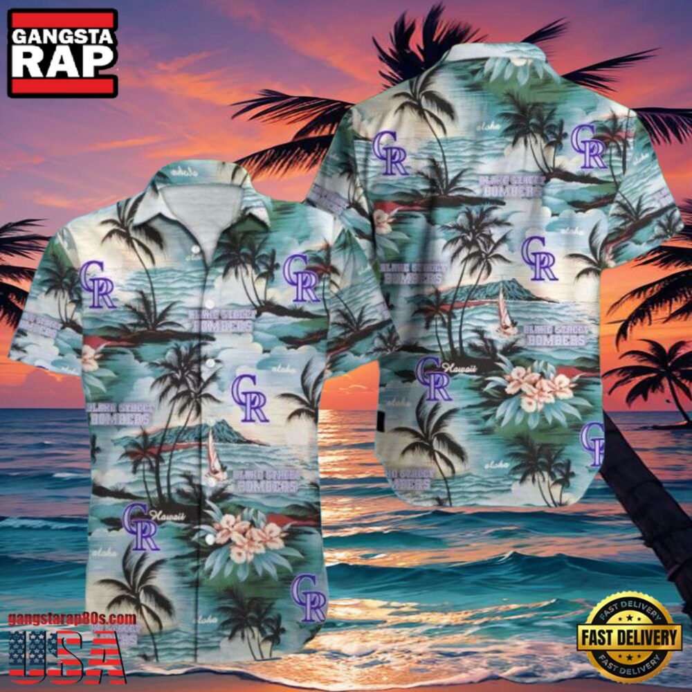 MLB Rockies Serene Palms And Sunset Hot Summer Hawaiian Shirt