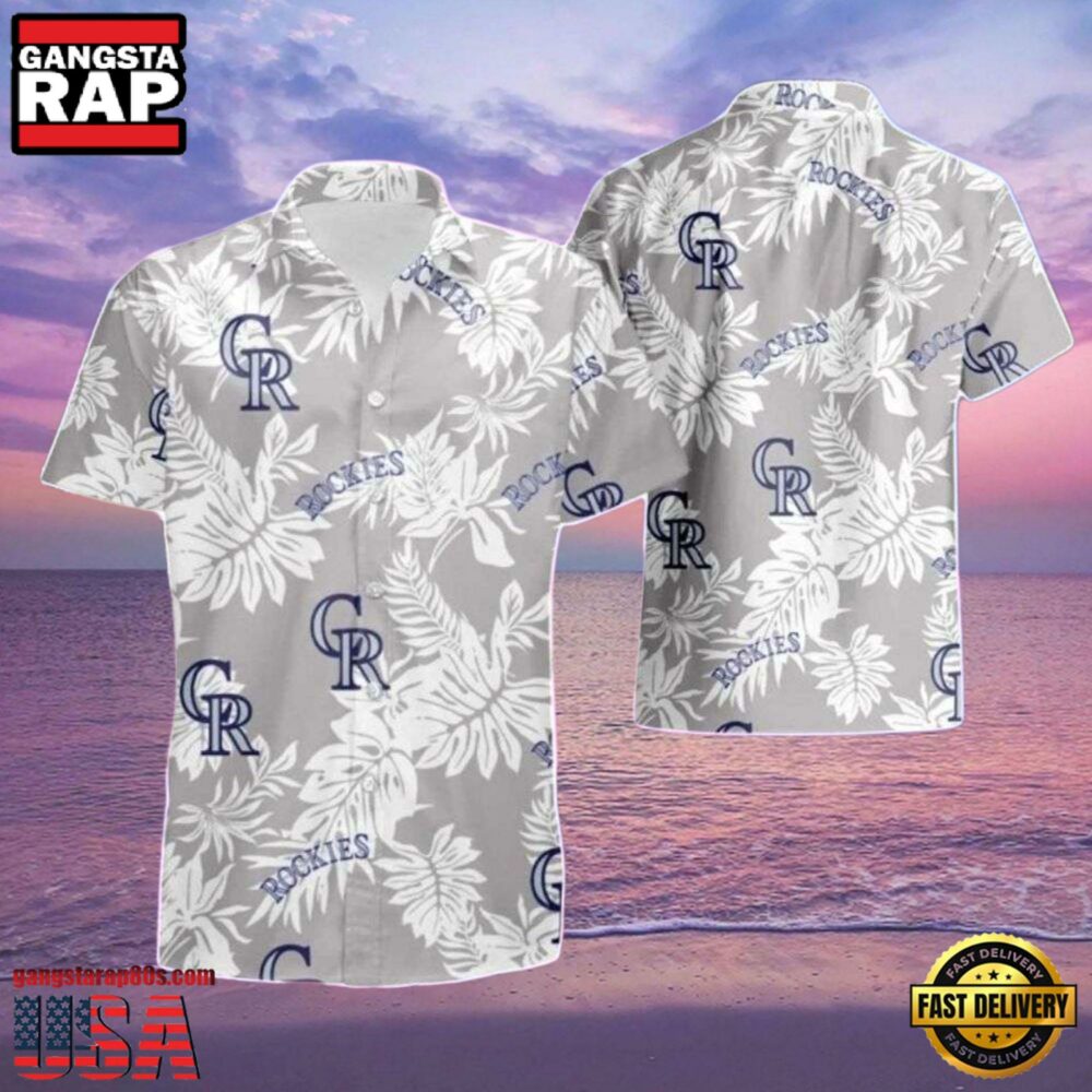 MLB Rockies Silver Leaf Elegance Hot Summer Aloha Shirt