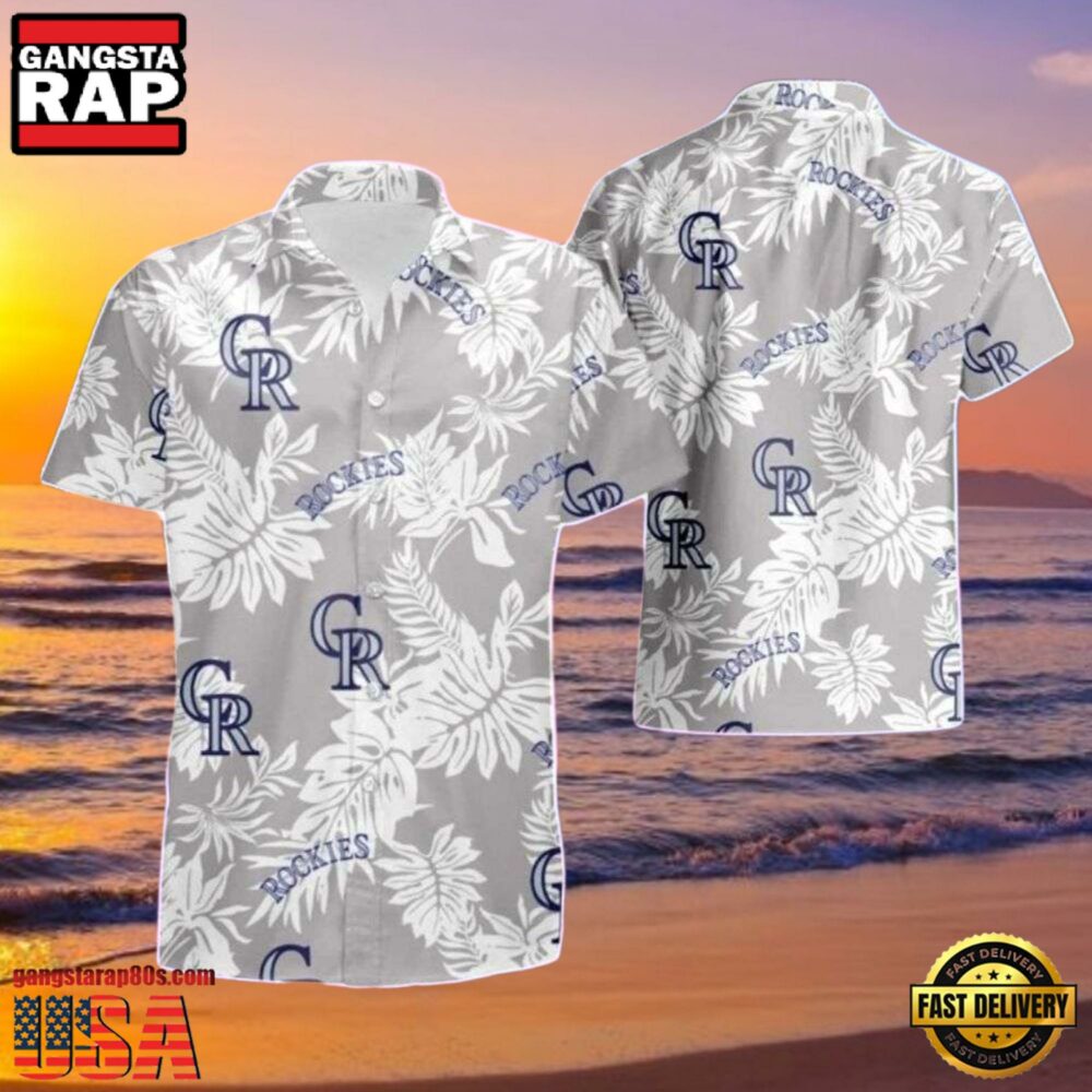 MLB Rockies Silver Leaf Elegance Hot Summer Aloha Shirt MLB Rockies Silver Leaf Elegance Hot Summer Aloha Shirt