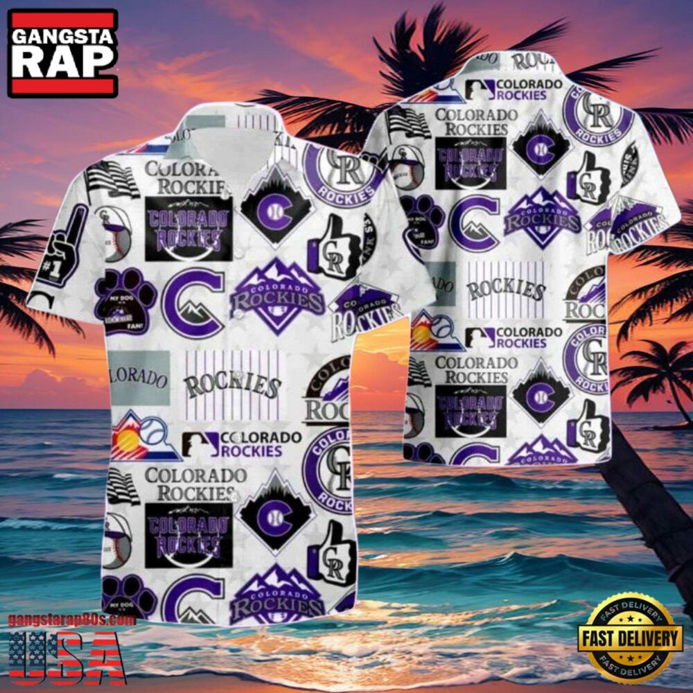 MLB Rockies Team Icons Monochrome Hot Summer Hawaiian Shirt