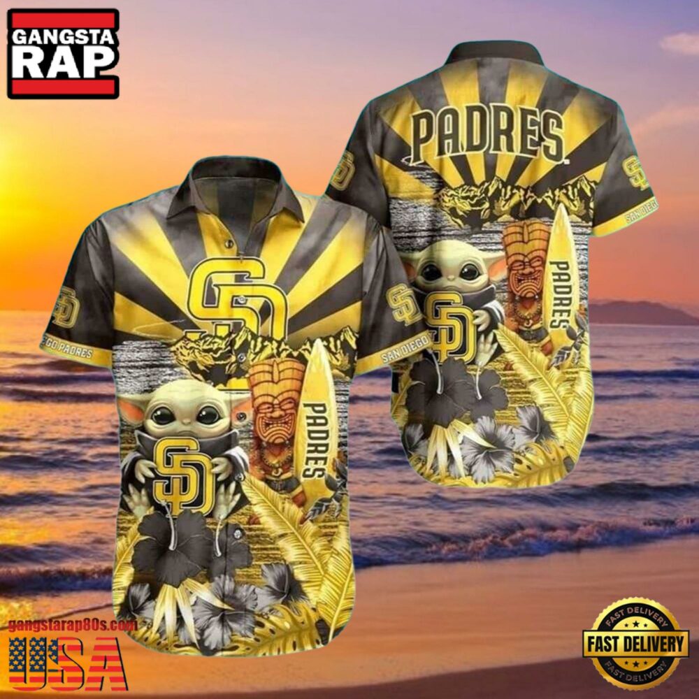 MLB San Diego Padres Aloha Hawaiian Shirt With Baby Yoda And Tiki Totem MLB San Diego Padres Aloha Hawaiian Shirt With Baby Yoda And Tiki Totem
