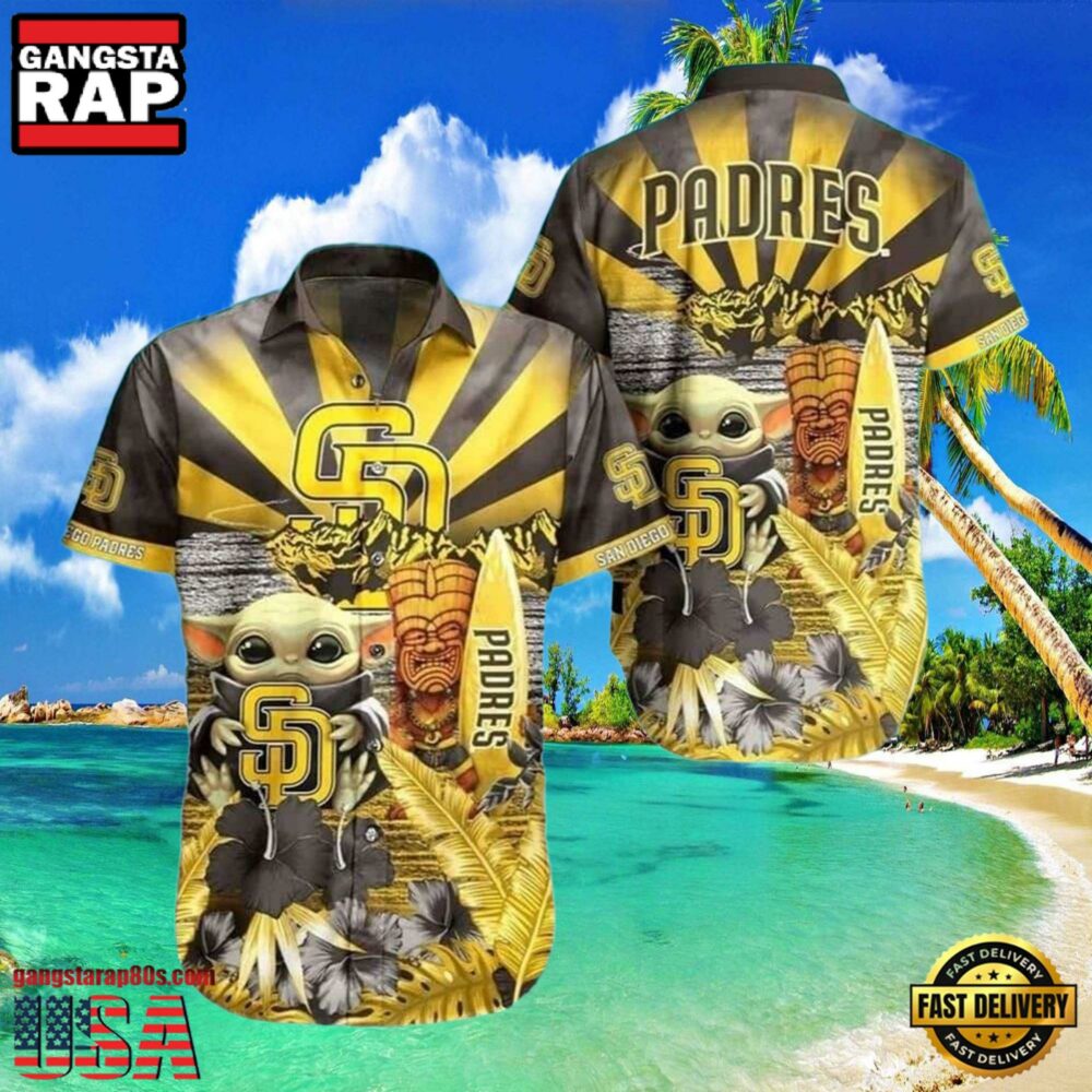 MLB San Diego Padres Aloha Hawaiian Shirt With Baby Yoda And Tiki Totem MLB San Diego Padres Aloha Hawaiian Shirt With Baby Yoda And Tiki Totem