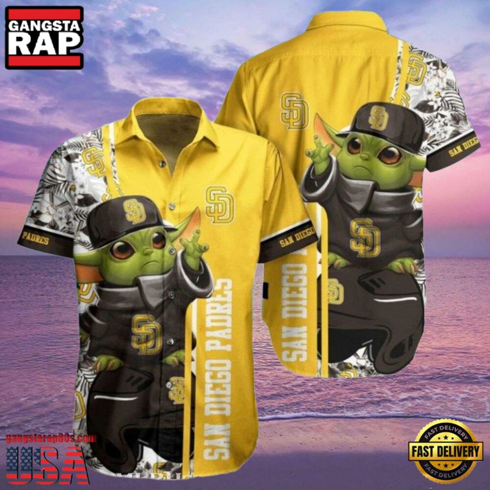 MLB San Diego Padres Aloha Hawaiian Shirt With Baby Yoda And Tropical Flowers.jpg 1Group