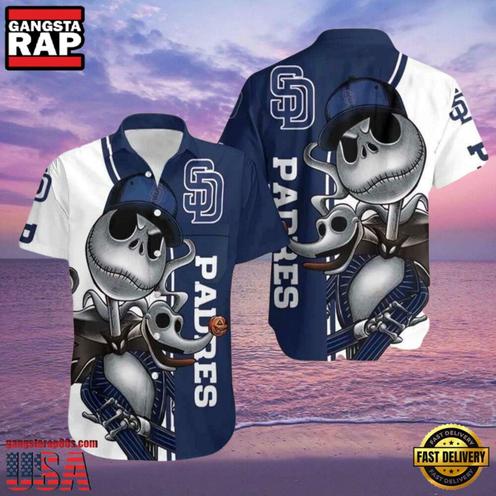 MLB San Diego Padres Aloha Hawaiian Shirt With Jack Skellington And Zero Graphic.jpg 1Group