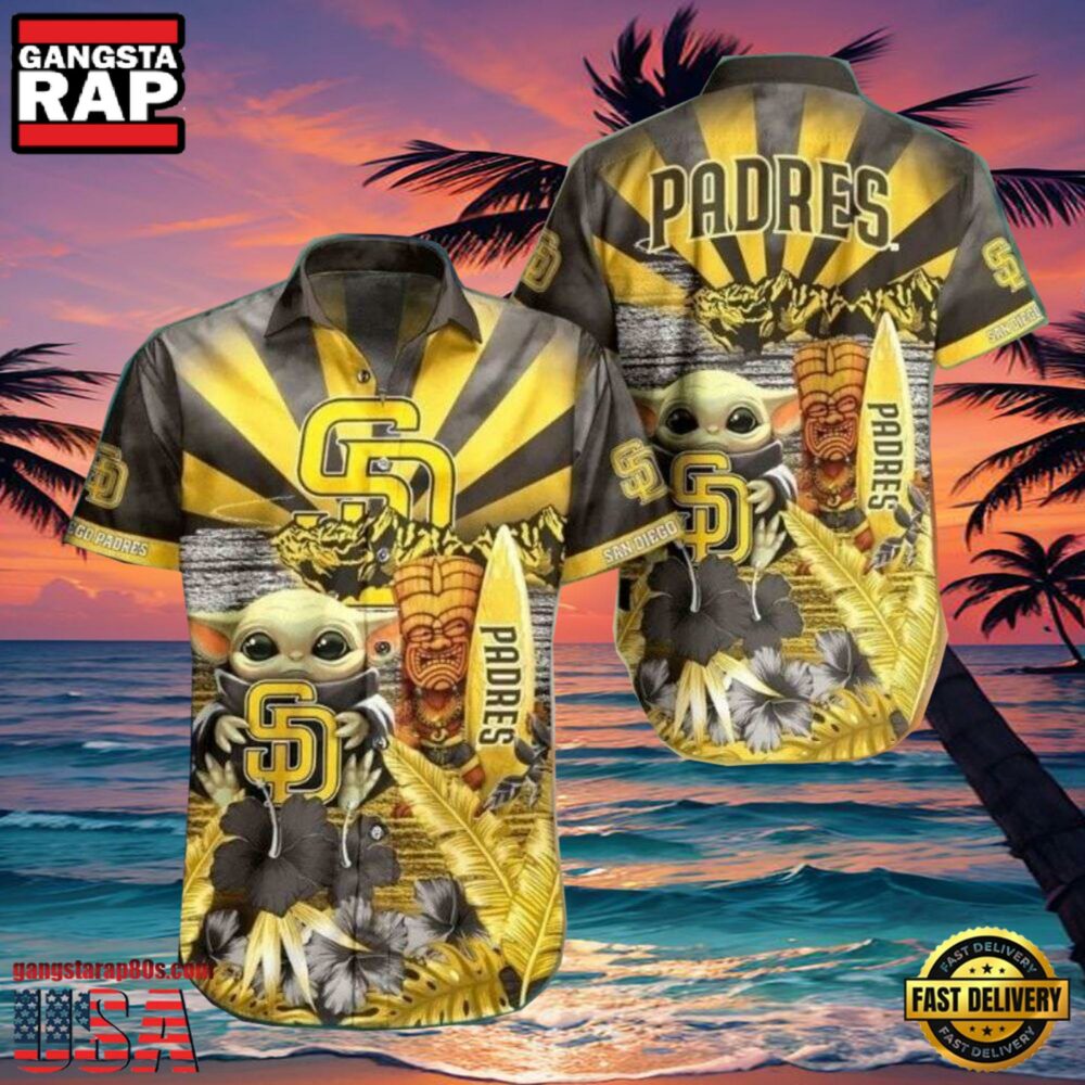 MLB San Diego Padres Baby Yoda's Tiki Paradise Aloha Hawaiian Shirt.jpg 1Group