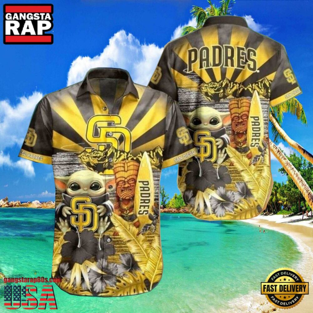 MLB San Diego Padres Baby Yoda's Tiki Paradise Aloha Hawaiian Shirt MLB San Diego Padres Baby Yoda's Tiki Paradise Aloha Hawaiian Shirt