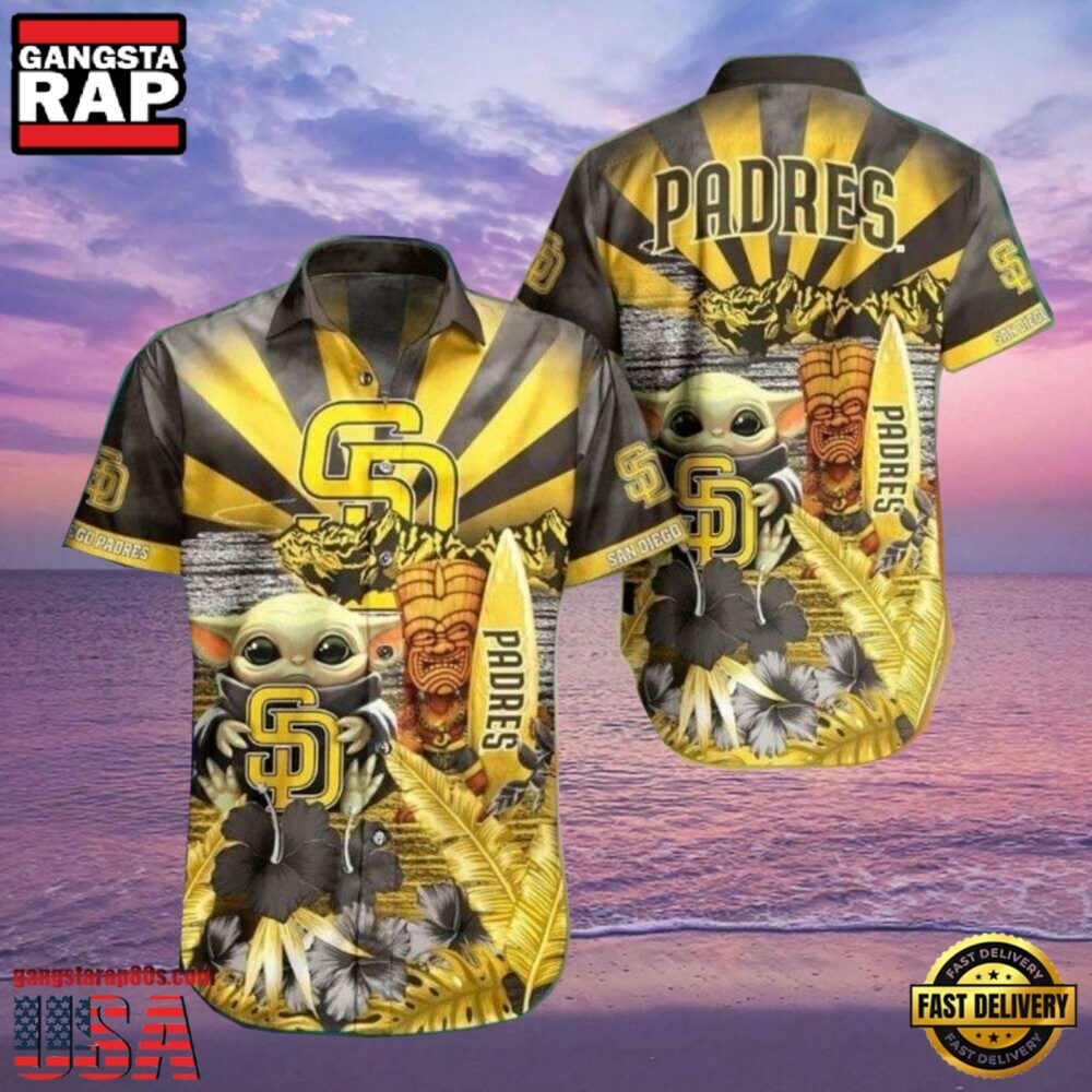 MLB San Diego Padres Baby Yoda's Tiki Paradise Aloha Hawaiian Shirt.jpg 1Group