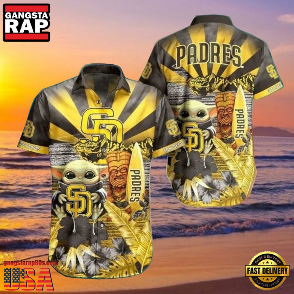 MLB San Diego Padres Baby Yoda's Tiki Paradise Aloha Hawaiian Shirt MLB San Diego Padres Baby Yoda's Tiki Paradise Aloha Hawaiian Shirt