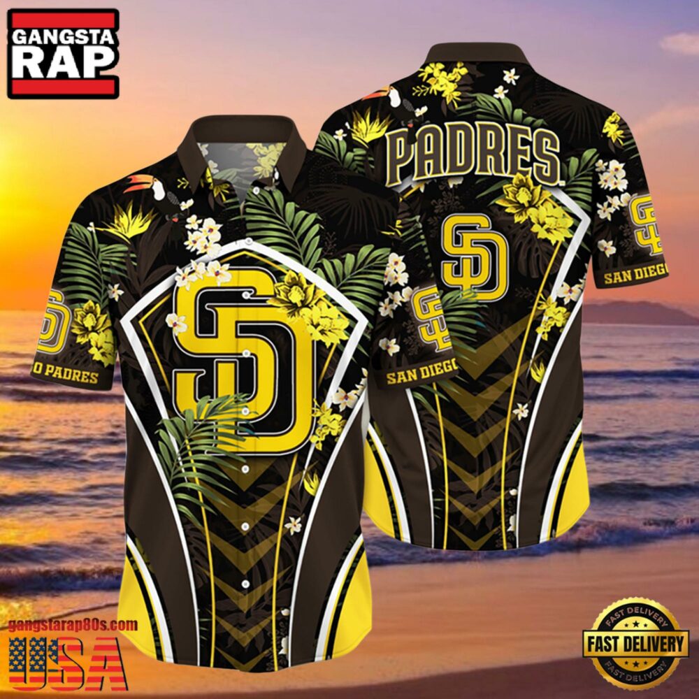 MLB San Diego Padres Flower Tropical Style Hot Trending Hawaiian Button Down Shirt MLB San Diego Padres Flower Tropical Style Hot Trending Hawaiian Button Down Shirt