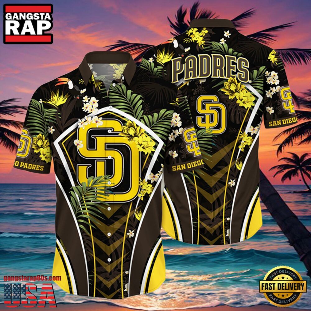 MLB San Diego Padres Flower Tropical Style Hot Trending Hawaiian Button Down Shirt MLB San Diego Padres Flower Tropical Style Hot Trending Hawaiian Button Down Shirt