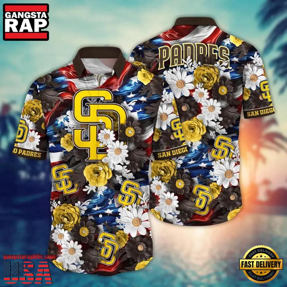 MLB San Diego Padres Patriot Blooms Hawaiian Shirt