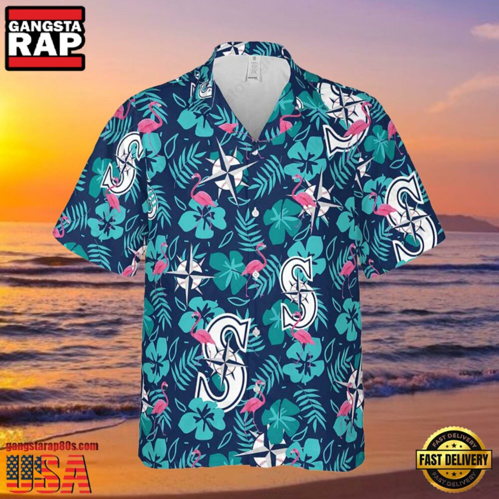 MLB Seattle Mariners Tropical Hibiscus Flamingo Style Hot Trending Hawaiian Shirt MLB Seattle Mariners Tropical Hibiscus Flamingo Style Hot Trending Hawaiian Shirt
