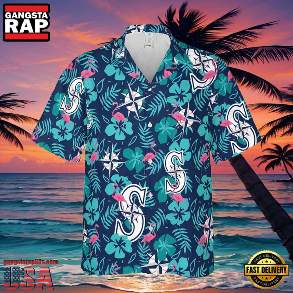 MLB Seattle Mariners Tropical Hibiscus Flamingo Style Hot Trending Hawaiian Shirt MLB Seattle Mariners Tropical Hibiscus Flamingo Style Hot Trending Hawaiian Shirt