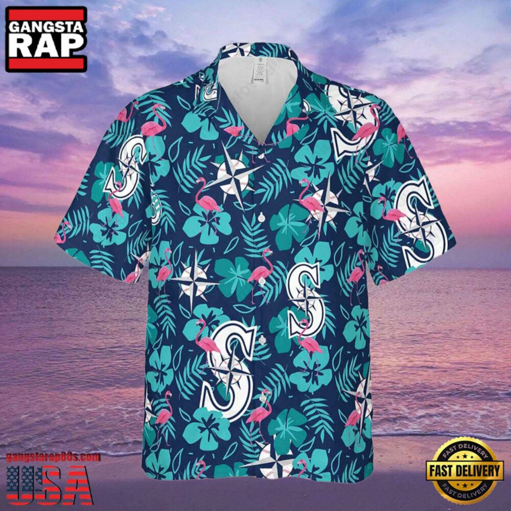 MLB Seattle Mariners Tropical Hibiscus Flamingo Style Hot Trending Hawaiian Shirt MLB Seattle Mariners Tropical Hibiscus Flamingo Style Hot Trending Hawaiian Shirt