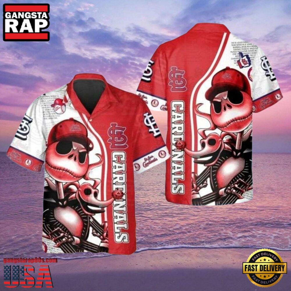 MLB St. Louis Cardinals Aloha Shirt Featuring Jack Skellington Design.jpg 1Group