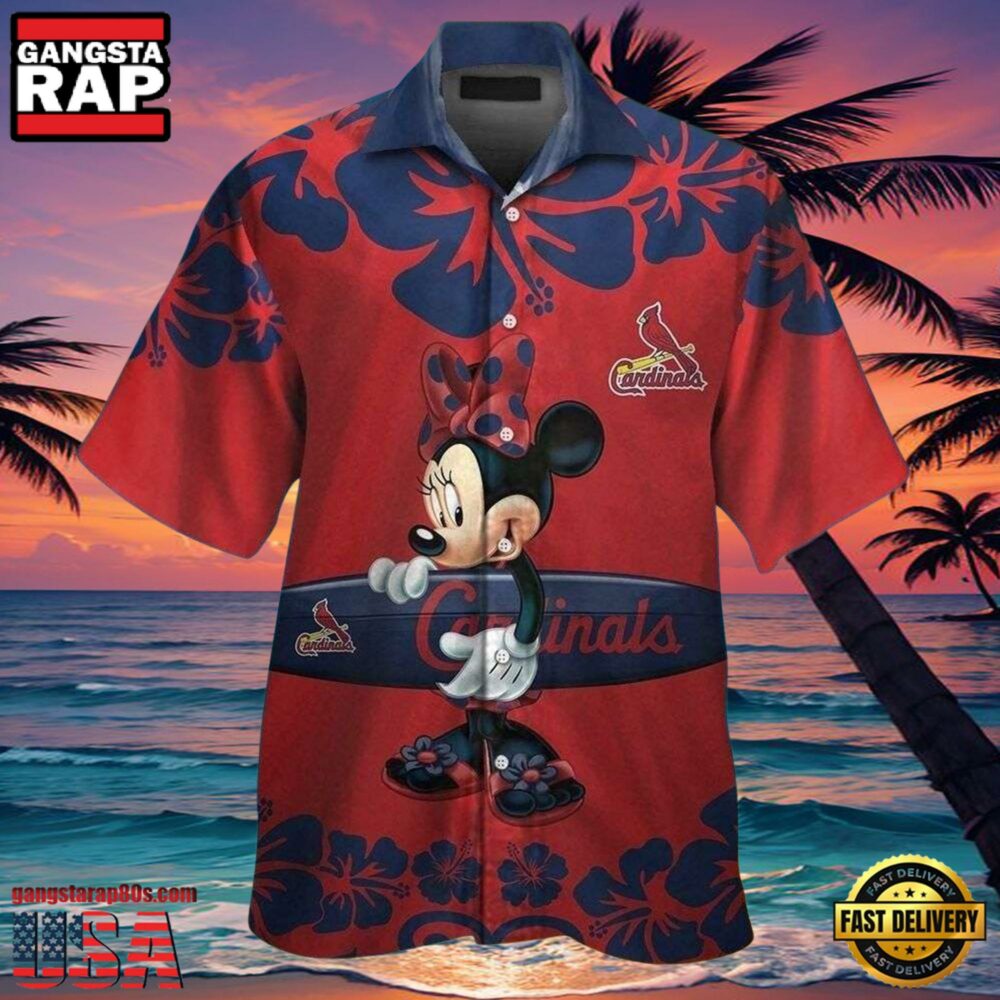 MLB St. Louis Cardinals Aloha Shirt Featuring Minnie Mouse And Surfboard.jpg 1Group