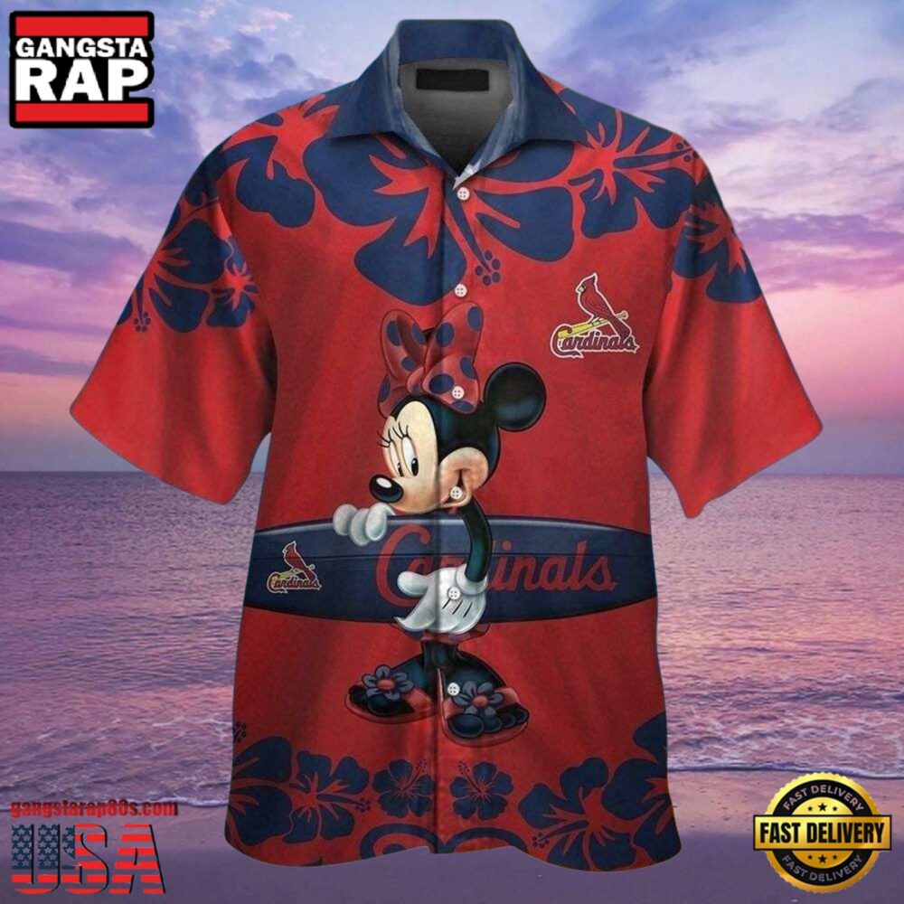 MLB St. Louis Cardinals Aloha Shirt Featuring Minnie Mouse And Surfboard.jpg 1Group