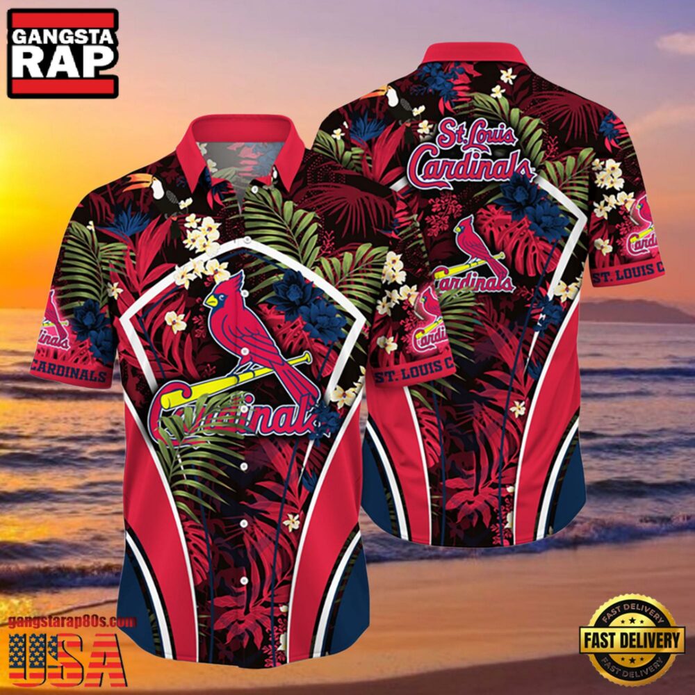 MLB St. Louis Cardinals Flower Tropical Style Hot Trending Hawaiian Button Down Shirt MLB St. Louis Cardinals Flower Tropical Style Hot Trending Hawaiian Button Down Shirt