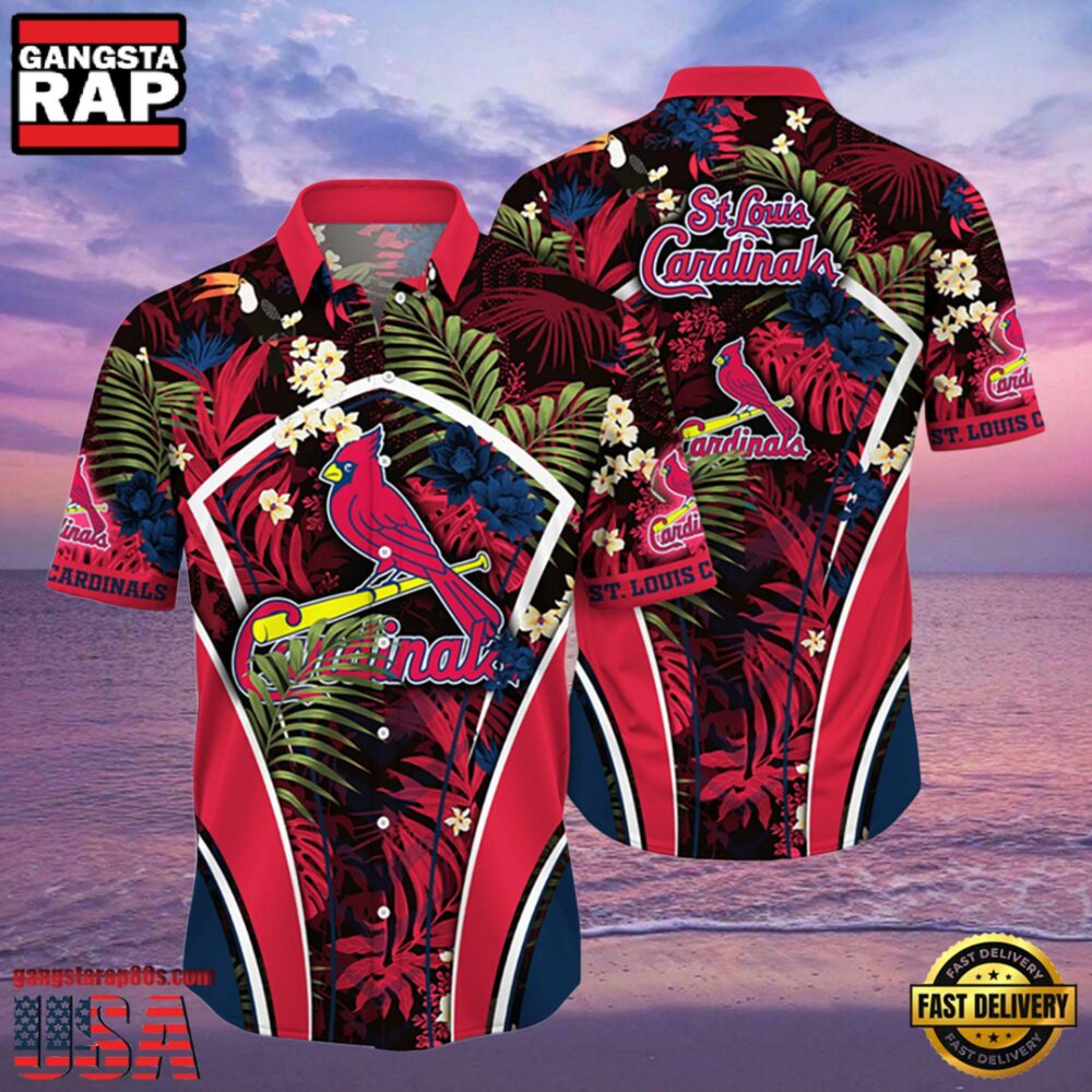 MLB St. Louis Cardinals Flower Tropical Style Hot Trending Hawaiian Button Down Shirt MLB St. Louis Cardinals Flower Tropical Style Hot Trending Hawaiian Button Down Shirt