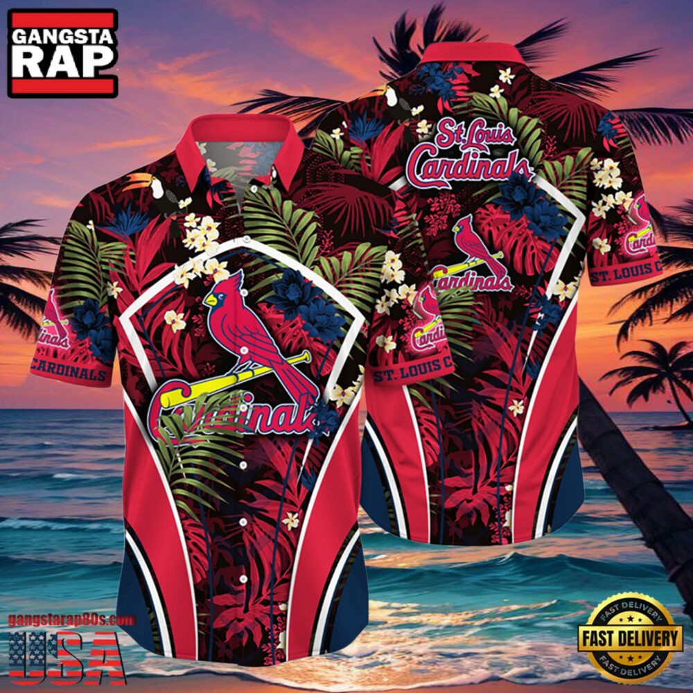 MLB St. Louis Cardinals Flower Tropical Style Hot Trending Hawaiian Button Down Shirt MLB St. Louis Cardinals Flower Tropical Style Hot Trending Hawaiian Button Down Shirt