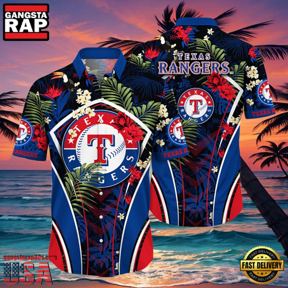 MLB Texas Rangers Flower Tropical Style Hot Trending Hawaiian Button Down Shirt MLB Texas Rangers Flower Tropical Style Hot Trending Hawaiian Button Down Shirt