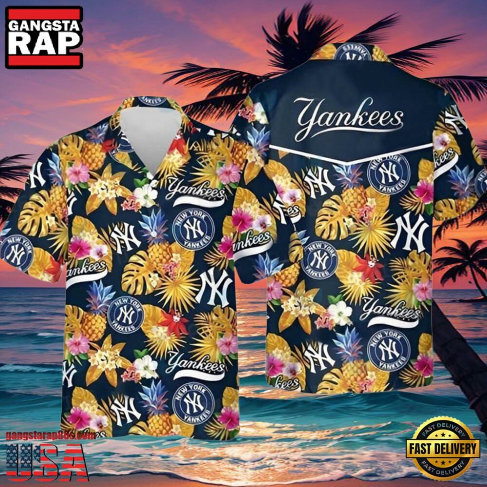 MLB Tropical Floral New York Yankees Aloha Hawaiian Shirt