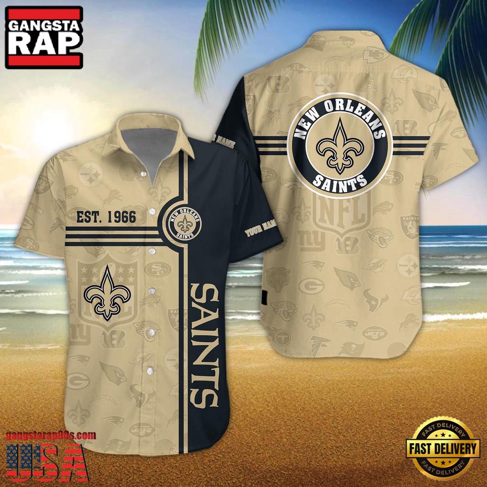 New Orleans Saints NFL Logo Pattern Custom Hawaiian Shirt
