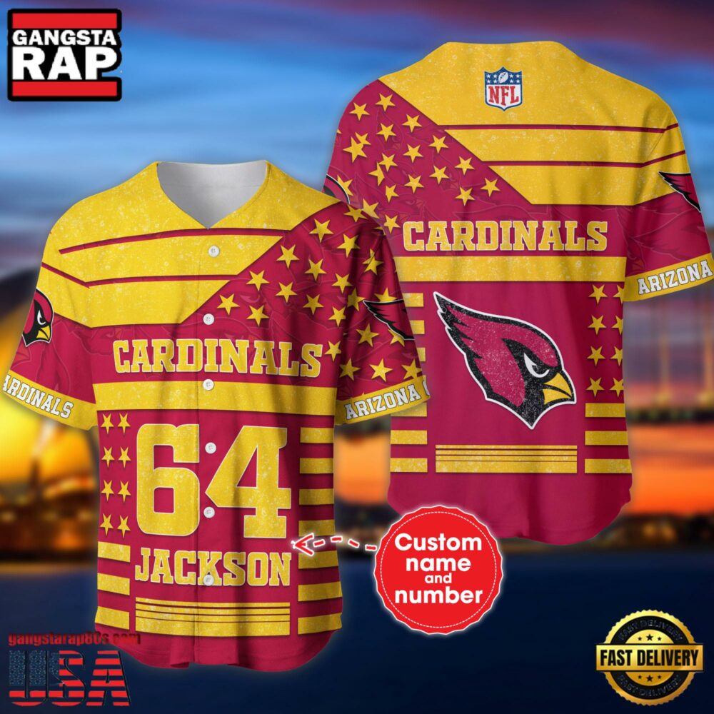 NFL Arizona Cardinals Custom Name Number Name Number American Flag Baseball Jersey Shirt NFL Arizona Cardinals Custom Name Number Name Number American Flag Baseball Jersey Shirt