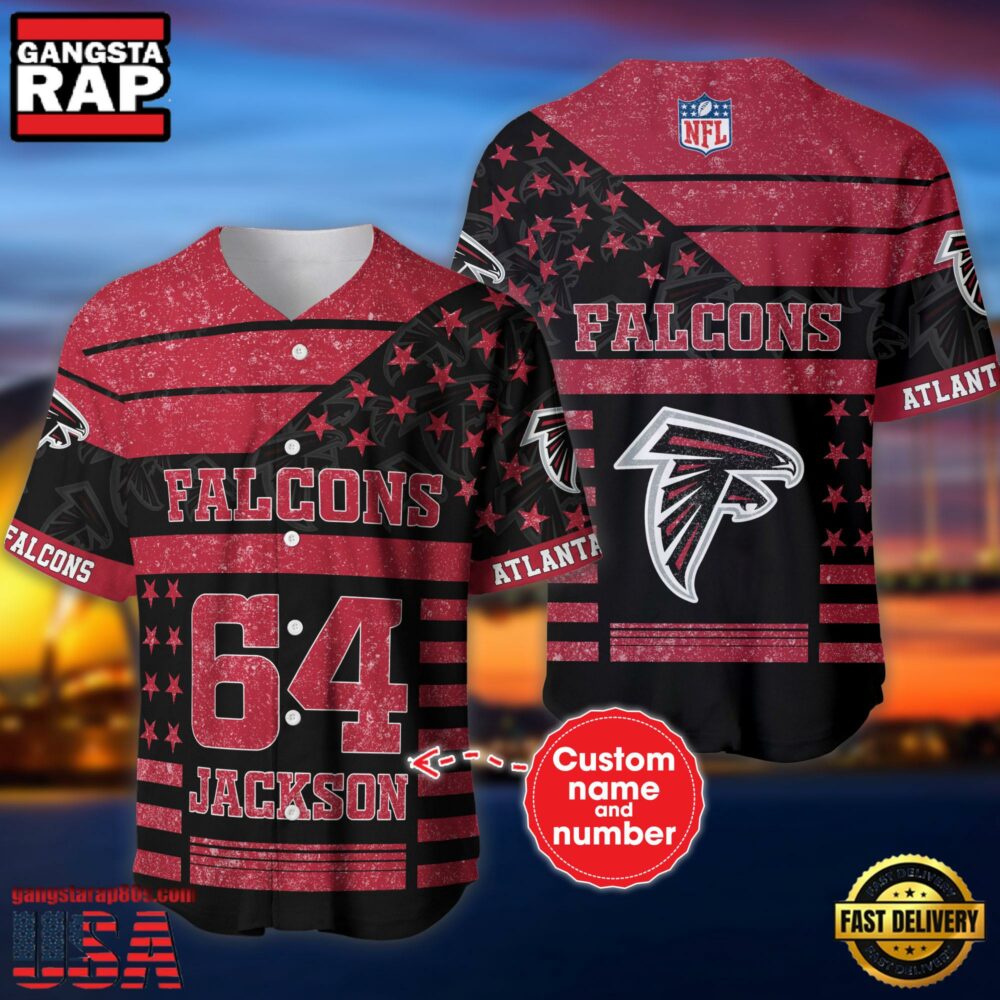 NFL Atlanta Falcons Personalized American Flag Baseball Jersey