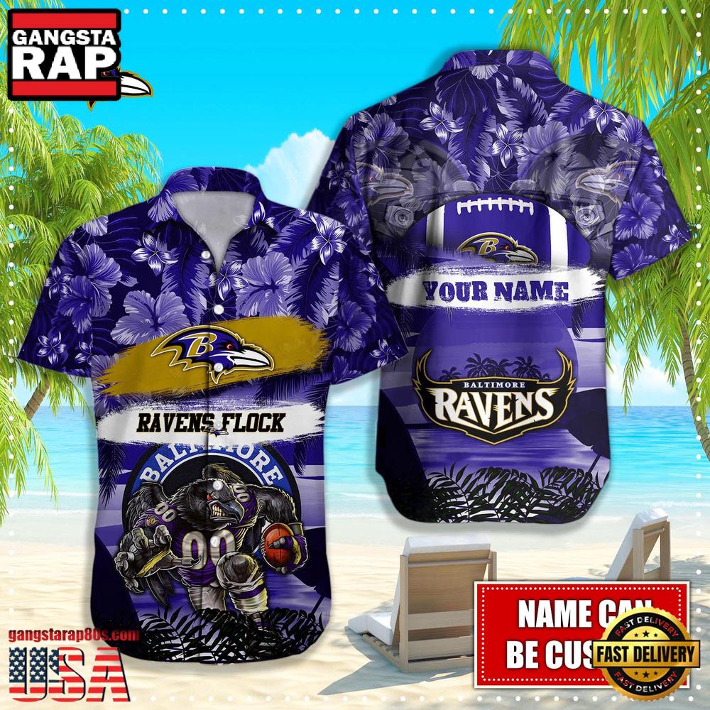 NFL Baltimore Ravens Mascot Football Hawaiian Shirt